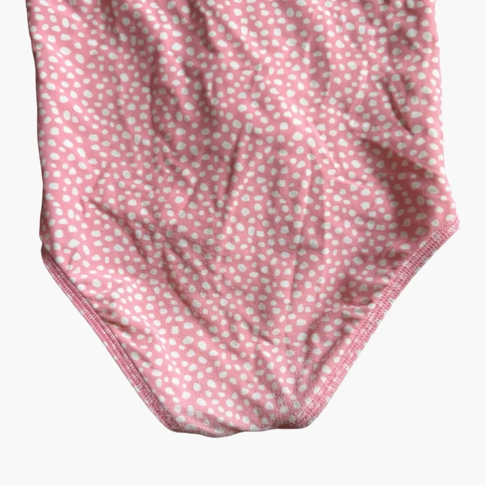 Crewcuts Girls Rash Guard One Piece Swimsuit Pink Polka Dot 3 UPF 50+